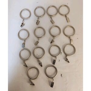 Set Of 14 Brushed Nickel Curtain Drapery Hardware Rod Clip Rings 1.25"